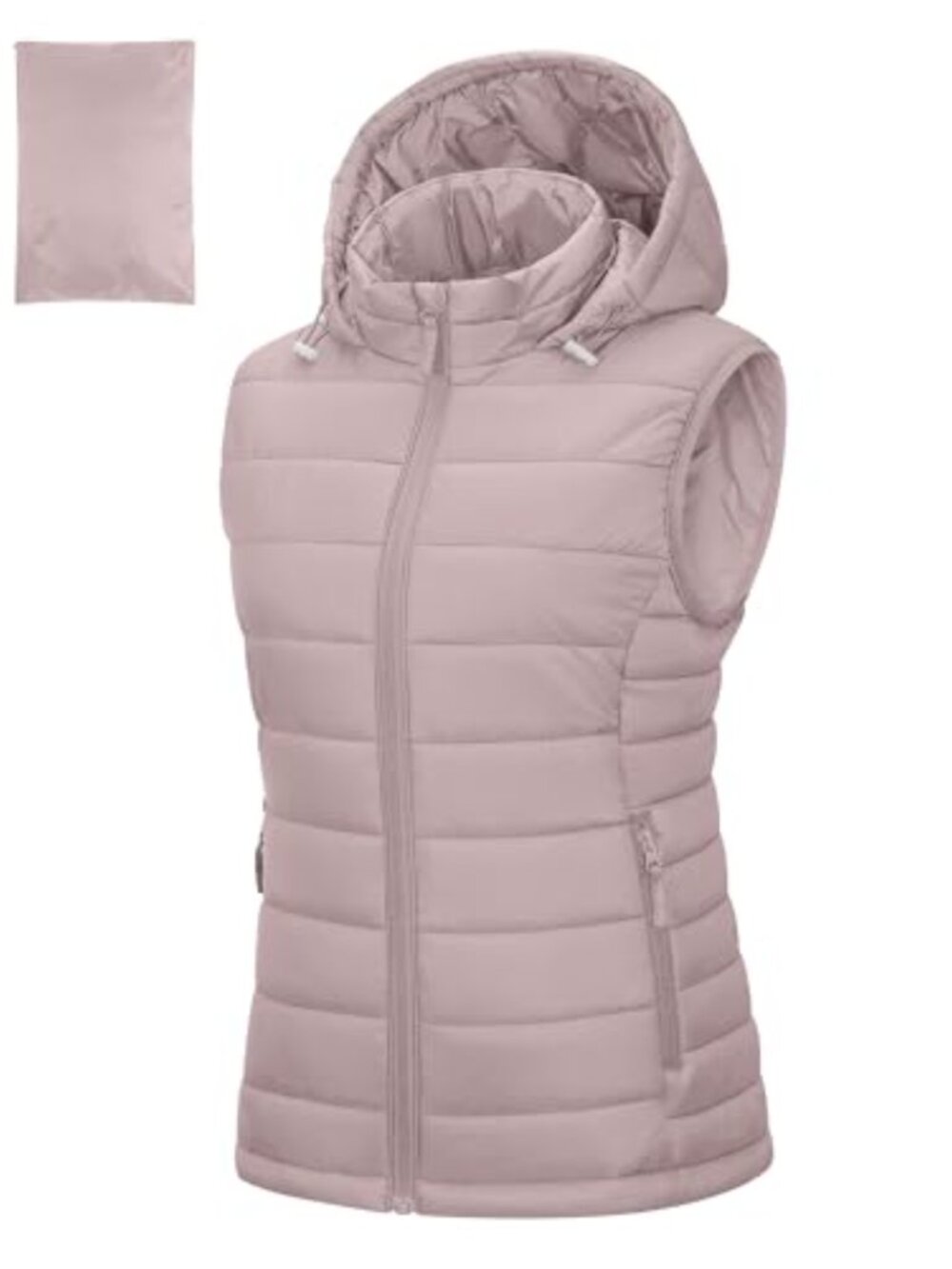 Lightweight Packable Hooded Puffer Vest Quilted Zip Up Warm Sleeveless Winter